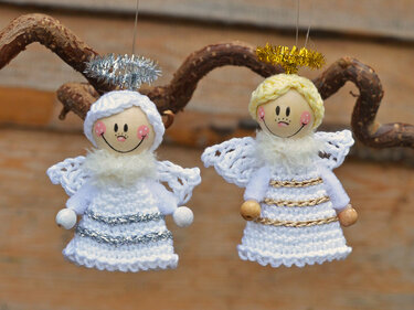 Engel Schutzengel für Holzkugeln 23 - 25 mm Taufe Kommunion Firmung - Häkeln