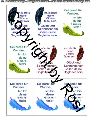 Glücksfeder Kärtchen zum Beilegen - Basteln