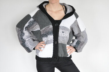 Crochet Pattern for Oversized Jacket LYKKE (S-L & XL-XXL) with Hood
