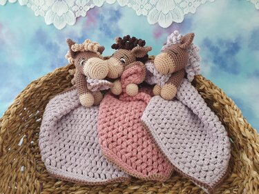 2in1 Häkelanleitung: Schmusetuch "Pferdchen Filli" und "Einhorn Elli" - PDF