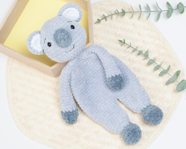 Koala snuggler crochet pattern, Koala lovey, comforter toy