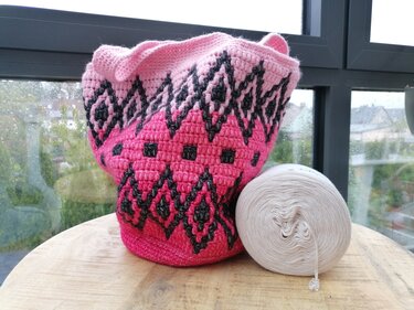 Rhomba-Tasche - Tasche in Mosaikhäkeltechnik - Häkeln