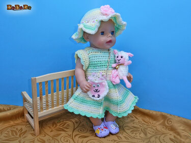 Kleidchen für Puppen-Größe 43cm, Häkelanleitung von DaDaDe