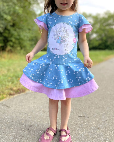 Volantkleid Kymavi 74-164 Schnittmuster mit Beamerdatei - Nähen