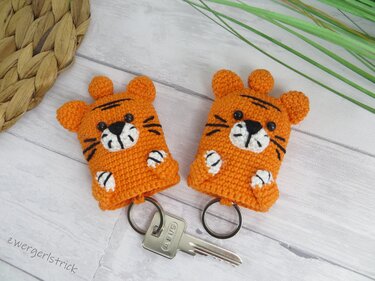 Häkelanleitung für Schlüsselhülle 'kleiner Tiger'