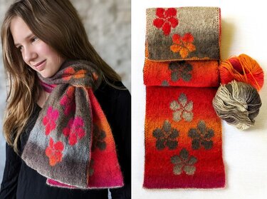 Double knitting pattern Scarf "Frangipani"