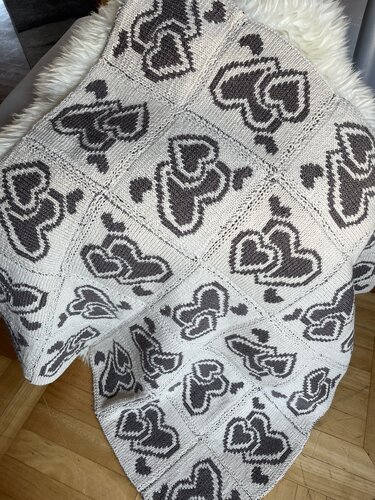 Babydecke Herzchen Double Face - Stricken