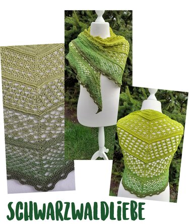 flaches Dreieckstuch "Schwarzwaldliebe" - Häkeln
