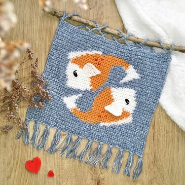 Häkelanleitung Sternzeichen Fische-Wandbehang
