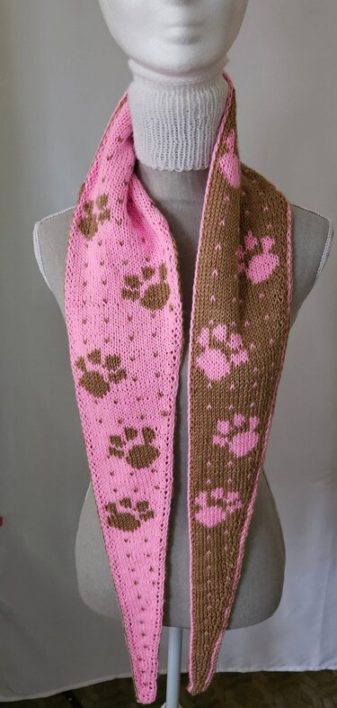 Mini-Tuch Tierpfoten mit Pünktchen im Double Face - Stricken