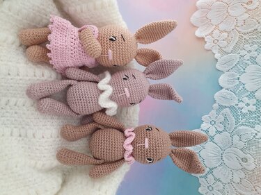 Sparset Polly - 3 Häkelanleitungen: Schmusetuch/ Rassel/ Häschen, PDF Datei