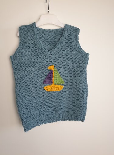 Anleitung Der kids Pullunder mit Applikationen - Häkeln