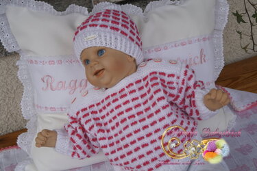 Strickanleitung für Baby's u. Reborns Modell Beate Gr. 50 - 56 3-teilig - Bild 3