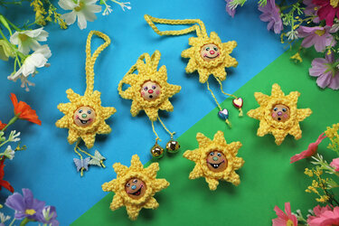 Häkelanleitung Sonne / Sternchen als Anhänger und Pin