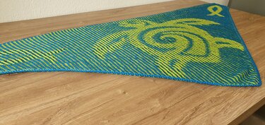 Schildkröte, Schattenstricken, Illusionsstricken, Motivtuch