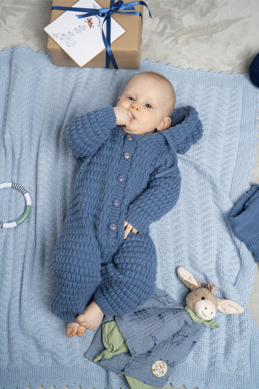 Overall mit Patent-Fantasiemuster & Decke mit Strukturmuster - Stricken