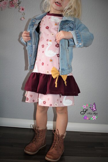 Kleid Rosie Gr. 62 - 164 Rüschenkleid mit Raffung Schnittmuster + Nähanleitung