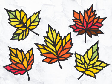 Fensterbilder – Bunte Herbstblätter – Bastelanleitung und Vorlagen
