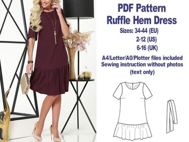 Free Dress Pattern Ruffle Hem Dress Pattern Free PDF Dress Pattern Dress - Sewing