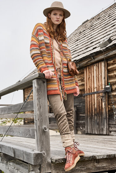 Jacke im Streifenmix mit Fransen - Bild 2