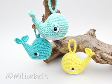 Whale Keychain Crochet Pattern Ornament Bag Charm Amigurumi Animal
