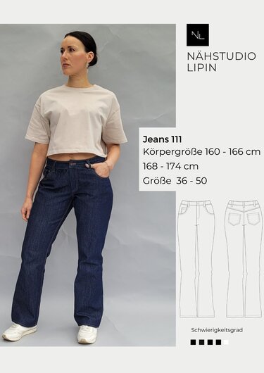 Jeans 111, Größe 36 - 50, Körpergröße 160 - 166 / 168 - 174