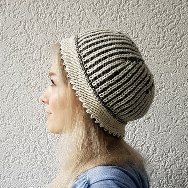 Wendemütze mit zweifarbigem Patentmuster - Stricken