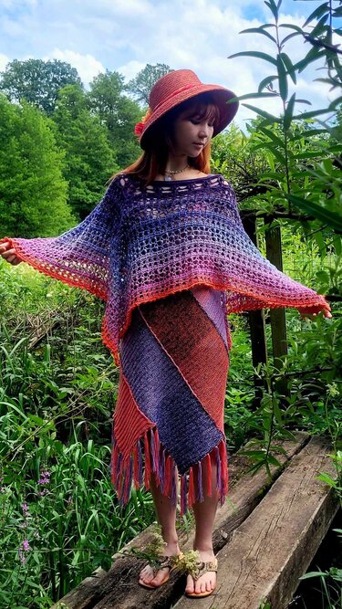 "Paarl" - Set aus Kleid oder Top mit Poncho oder Tunika - Häkelanleitung