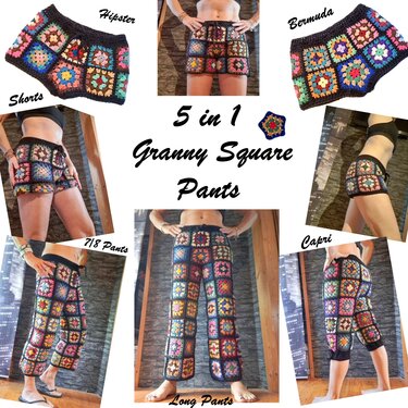HÄKELANLEITUNG * 5in1 HOSE * Granny Square - Häkeln