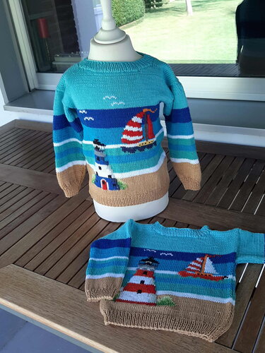 Pullover in 2 Größen - Maritimes Motiv - Strickanleitung