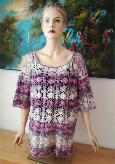Häkelanleitung Shirt / Pulli / Tunika " Mondschein" Größe 34 / 36 ( 38 / 40 ) 42 /44