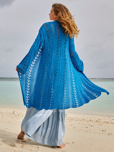 Leinenmantel mit luftigem Ajourmuster - Stricken