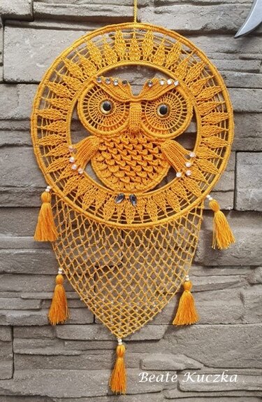 H&auml;kelanleitung Traumf&auml;nger Eule / Dreamcatcher / Mandala / Fensterbild - Häkeln