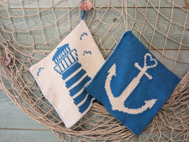 Topflappen "Lust auf Meer" - Doubleface Strickanleitung