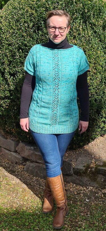 Tolle Bo-Ho-Tunika "Flower-Power" bis Größe XXXXL und größer - Stricken