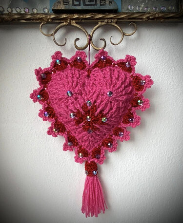 DECO Herz-Kissen  MARIA - Häkeln