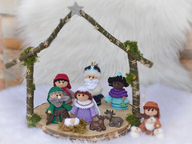 8tlg Set kleine Krippenfiguren 9 cm Variante komplett gehäkelte Krippe - Häkeln