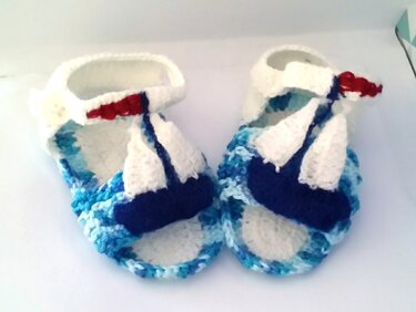 Baby sandals * Sea * Ship. Crochet pattern