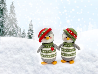 Häkel-Amigurumi-Muster Spielzeug Perry, der Pinguin mit Weihnachtsbaum - Häkeln