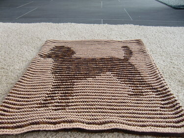 DIY Strickanleitung Kissenbezug mit Pudel und Pfotenspur (Schattenstricken)