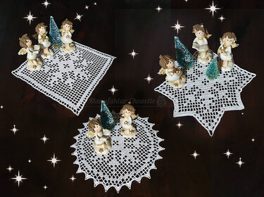 3er Set Minideckchen "Schneefall" - Winterkollektion - Häkeln