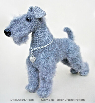 103 Crochet Pattern - Kerry Blue Terrier dog with wire frame - Amigurumi PDF file by Chirkova CP