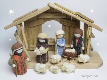 Krippenfiguren häkeln (12-13 cm) - Hirte mit Schafen