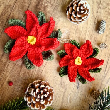 Poinsettia christmas flower no sew crochet pattern