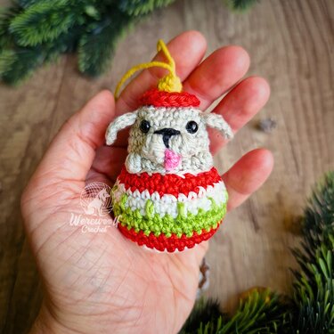 Christmas dog bauble no sew crochet pattern