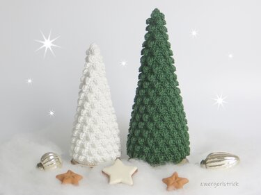 Häkelanleitung für Noppen-Weihnachtsbäume in 2 Varianten S - XL