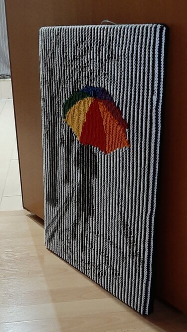 2 Schattenstrickbilder mit buntem Regenschirm, Nur für Farbwechsel-Geübte. - Bild 2