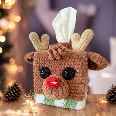 Sparset Taschentuchboxen "Elch" und "Schneemann"  Häkelanleitungen