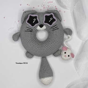 Crochet Donut Cat Pattern, Kitty Doughnut Amigurumi, Kawaii Chibi Cat Donut