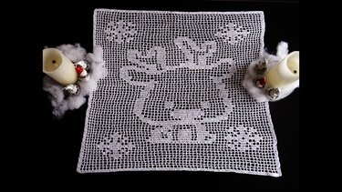 Tischdecke Rentier häkeln / Filethäkeln